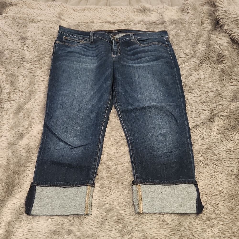 Joe's Jeans "Lexington" Dark Blue Cropped Denim Size 31 W/ Cuffed Hem!